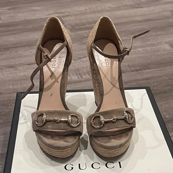 Gucci Horsebit Accent Suede Espadrilles - Picture 1 of 5